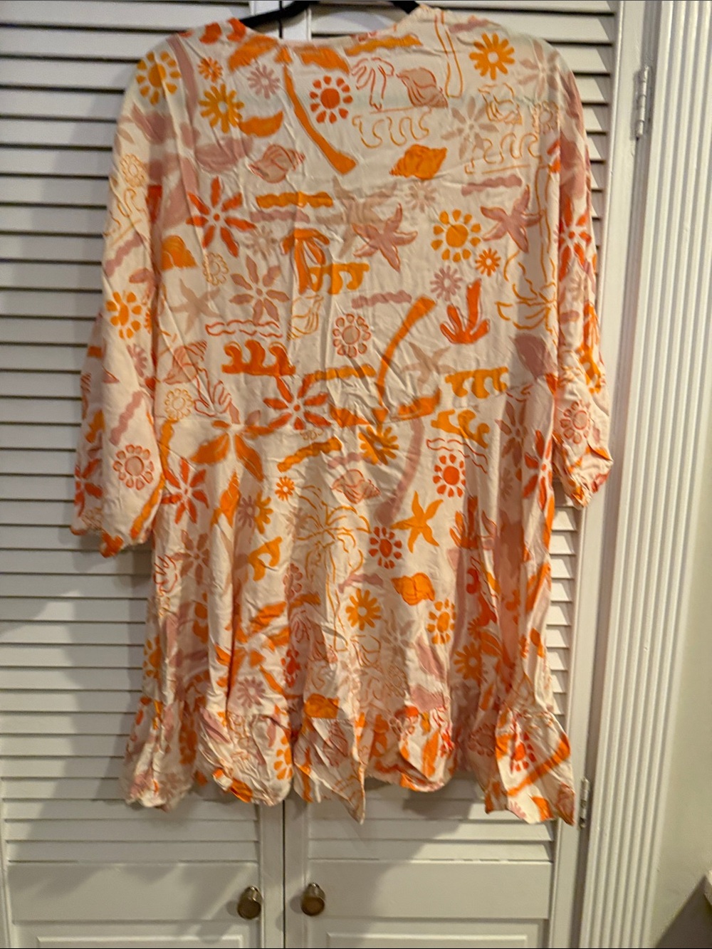Women’s Floral Orange & Cream Swim Coverup Tunic - Picture 3 of 3